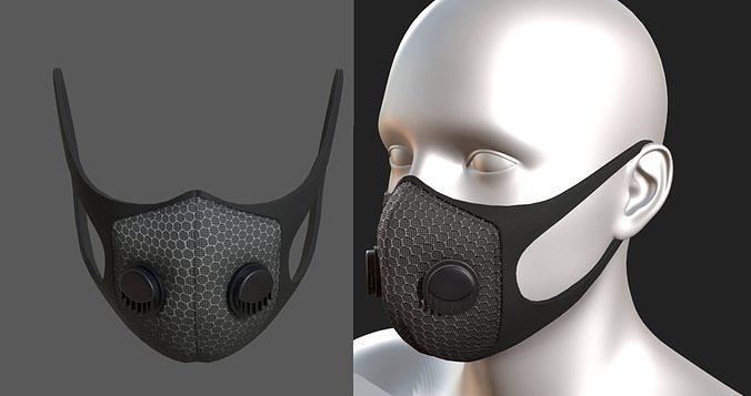 Gas mask 3d model military combat fantasy fabric  Low-poly 3D model