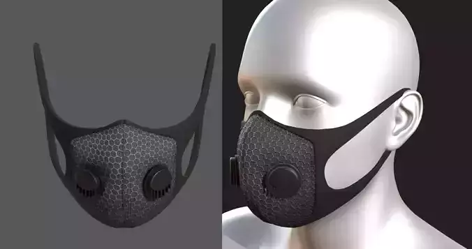 Gas mask 3d model military combat fantasy fabric  Low-poly 3D model