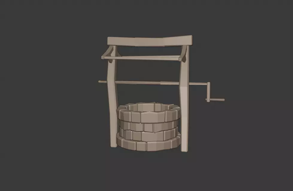 WELL MODEL wooden bucket Free low-poly 3D model_0