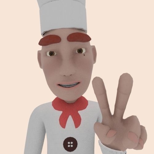 Baker Chef  Rigged 3D model_2