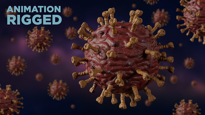 Realistic Corona Virus - Animated - Rigged - PBR Textures Low-poly 3D model