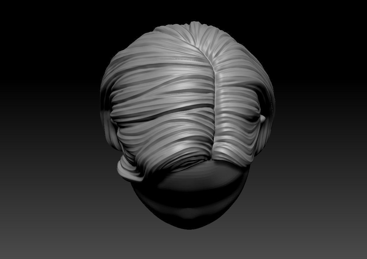 12inch size Hottoys figure style printable hair for 3d print 002 3D print model_6