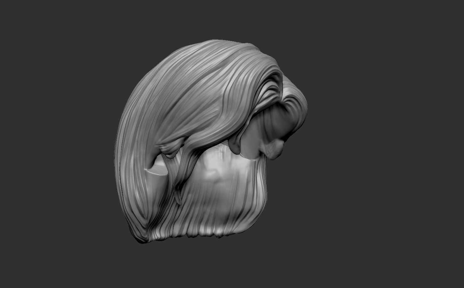 12inch size Hottoys figure style printable hair for 3d print 002 3D print model_9