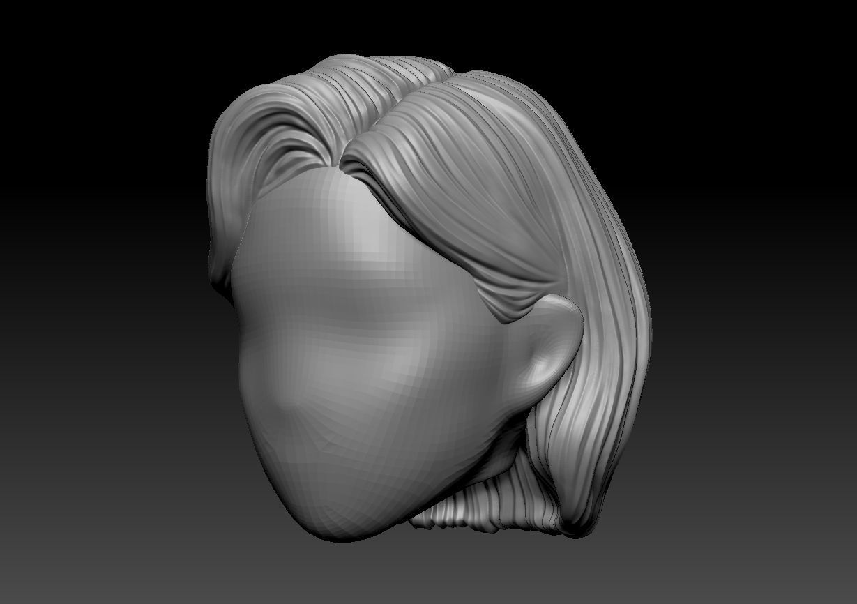 12inch size Hottoys figure style printable hair for 3d print 002 3D print model_1