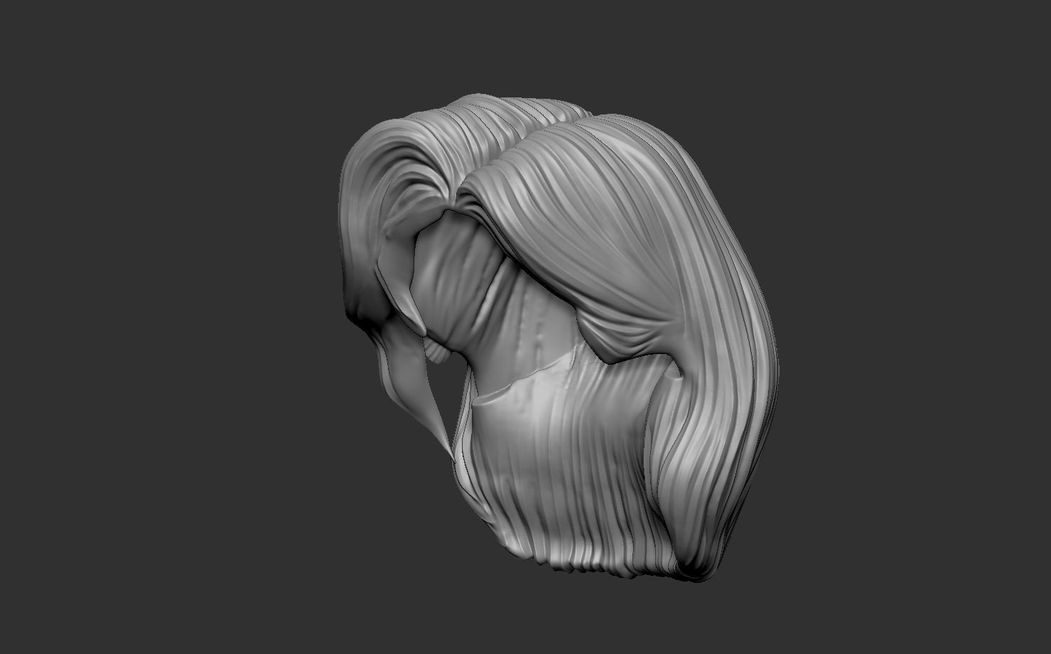 12inch size Hottoys figure style printable hair for 3d print 002 3D print model_10