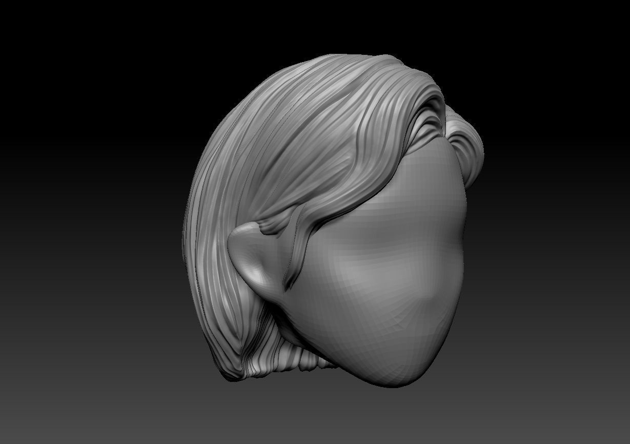 12inch size Hottoys figure style printable hair for 3d print 002 3D print model_5