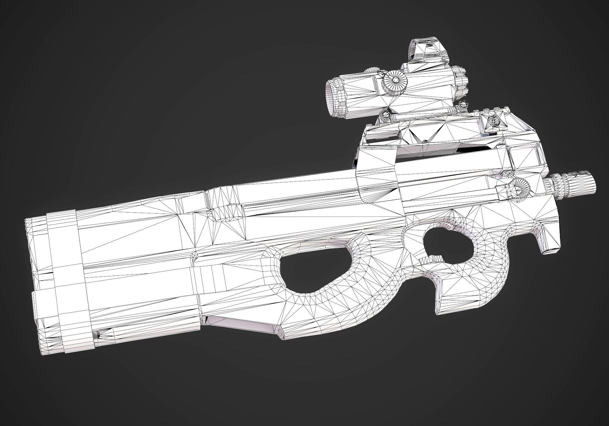 FN P90 Submachine Gun AAA Game Ready Asset Low-poly 3D model_14