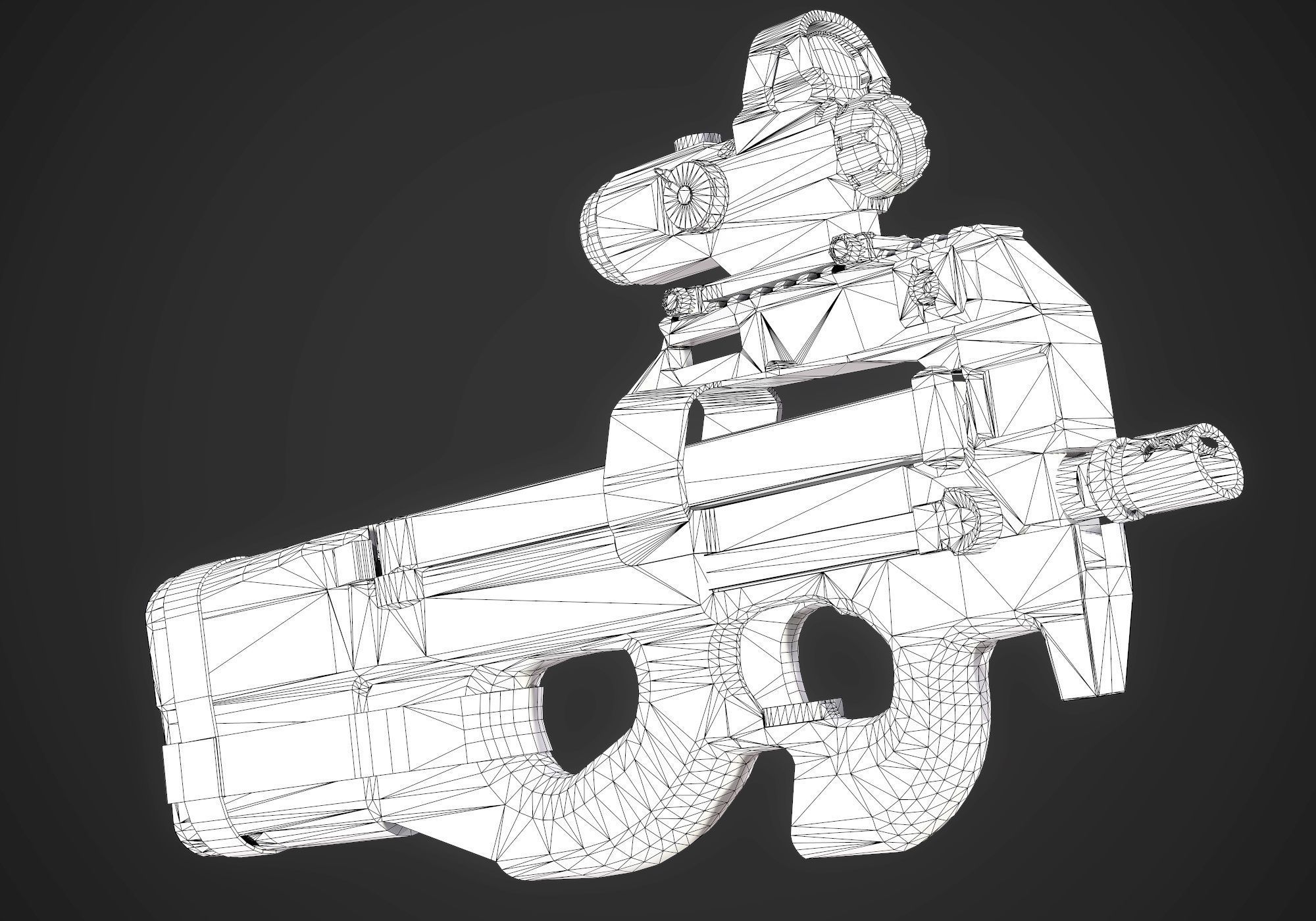 FN P90 Submachine Gun AAA Game Ready Asset Low-poly 3D model_17