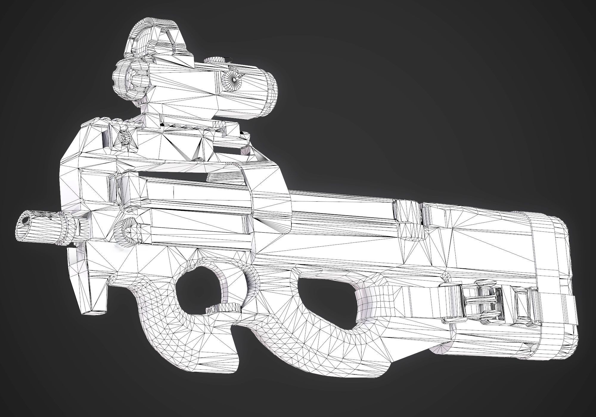 FN P90 Submachine Gun AAA Game Ready Asset Low-poly 3D model_16