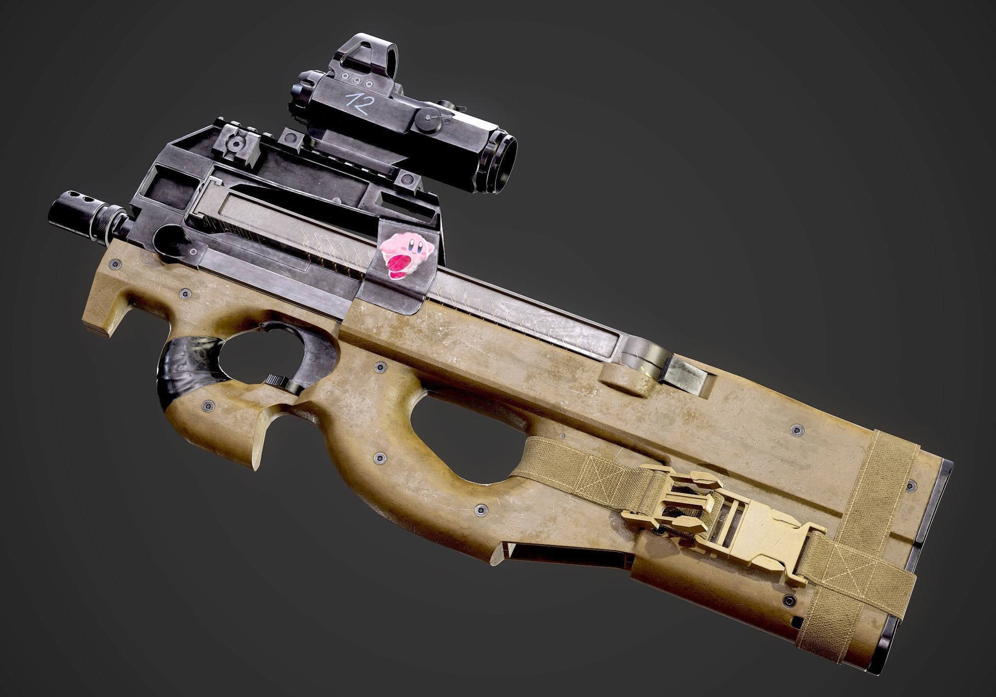 FN P90 Submachine Gun AAA Game Ready Asset Low-poly 3D model_2