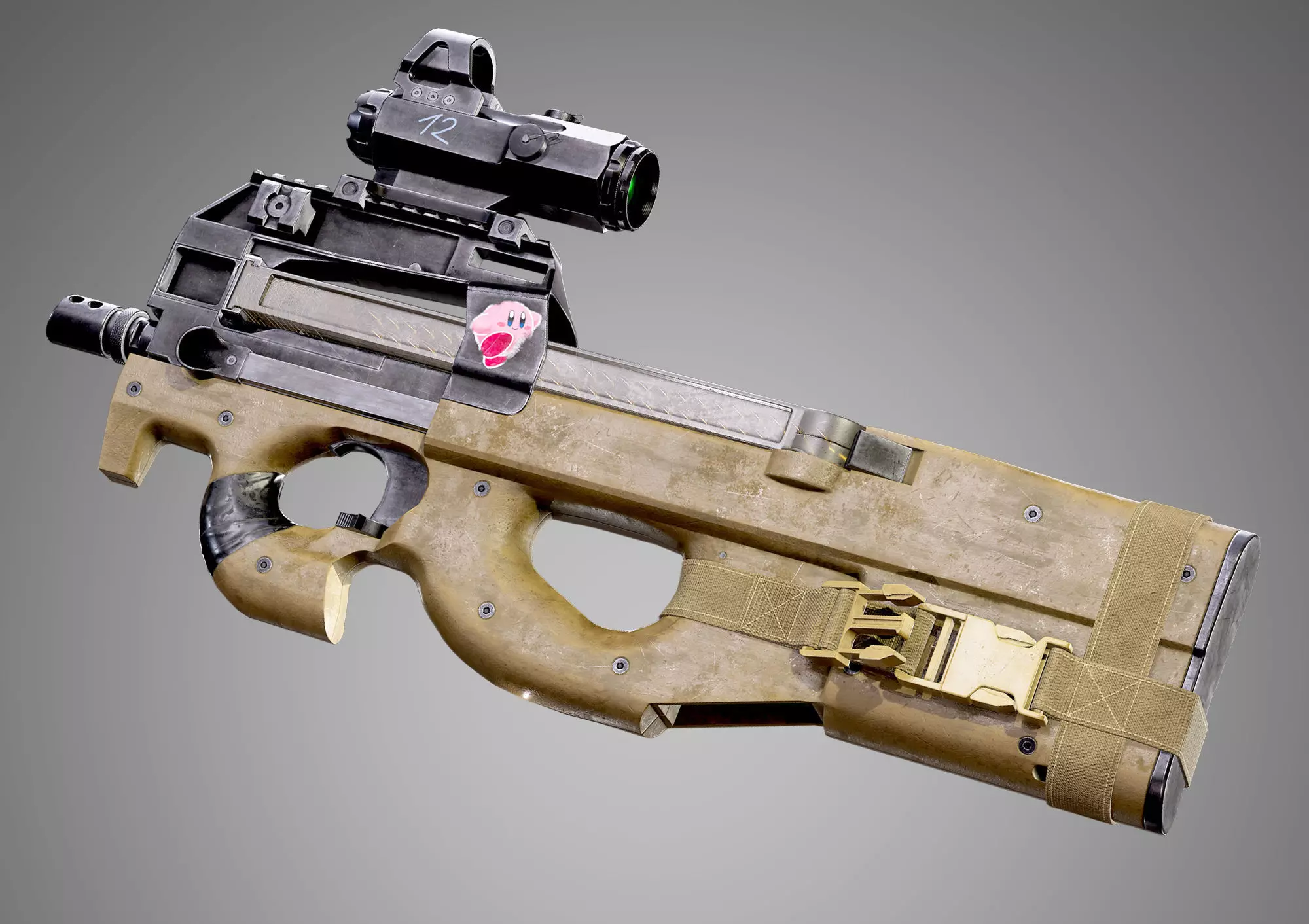 FN P90 Submachine Gun AAA Game Ready Asset Low-poly 3D model_0