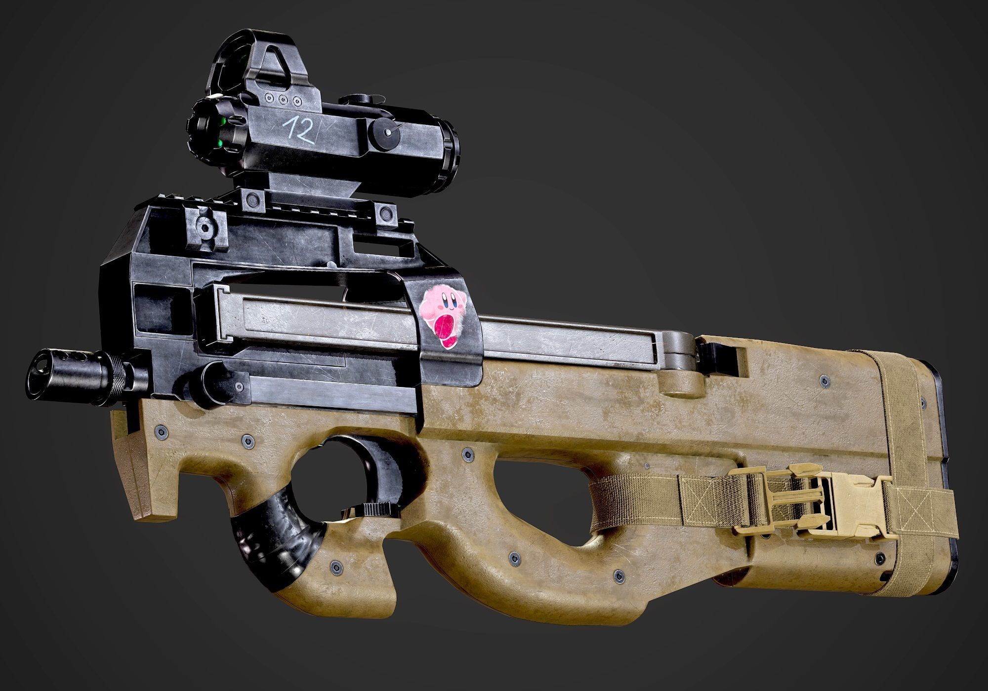 FN P90 Submachine Gun AAA Game Ready Asset Low-poly 3D model_7