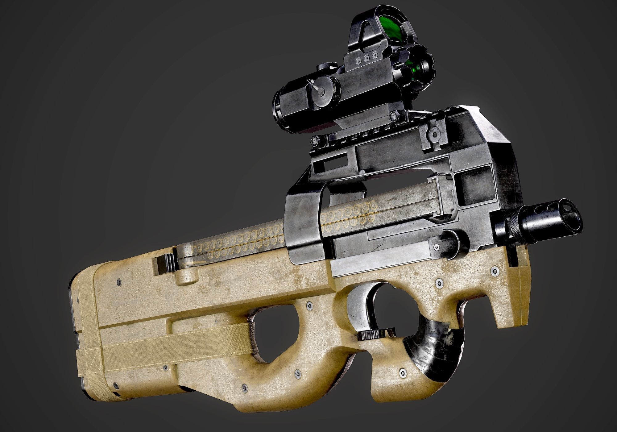 FN P90 Submachine Gun AAA Game Ready Asset Low-poly 3D model_5