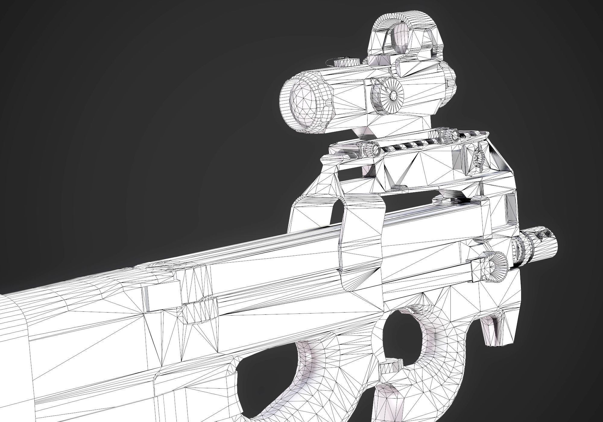 FN P90 Submachine Gun AAA Game Ready Asset Low-poly 3D model_15