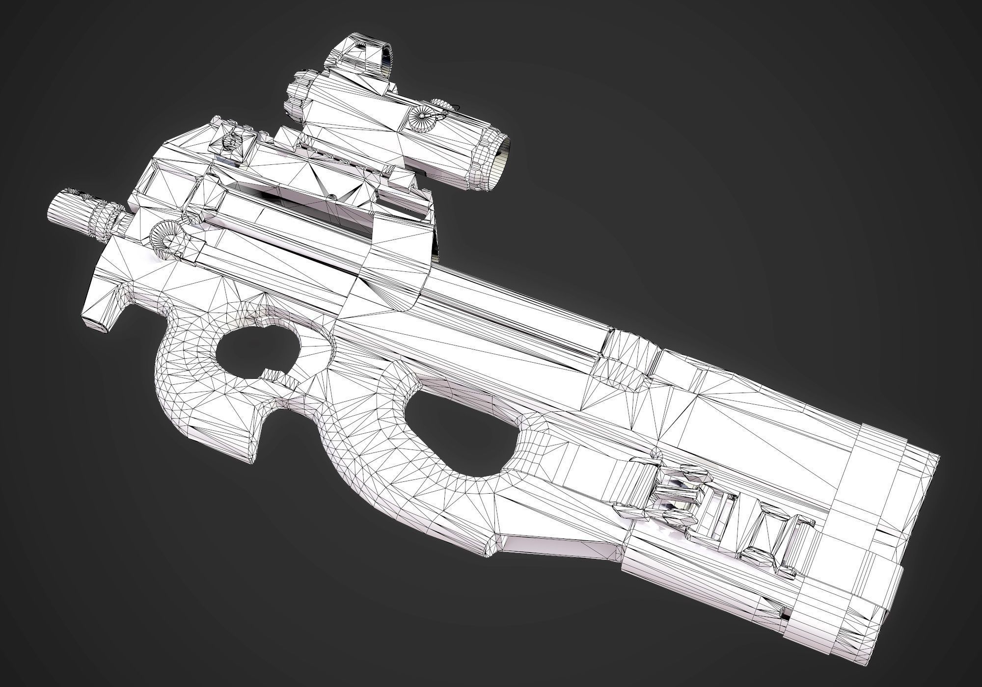 FN P90 Submachine Gun AAA Game Ready Asset Low-poly 3D model_13