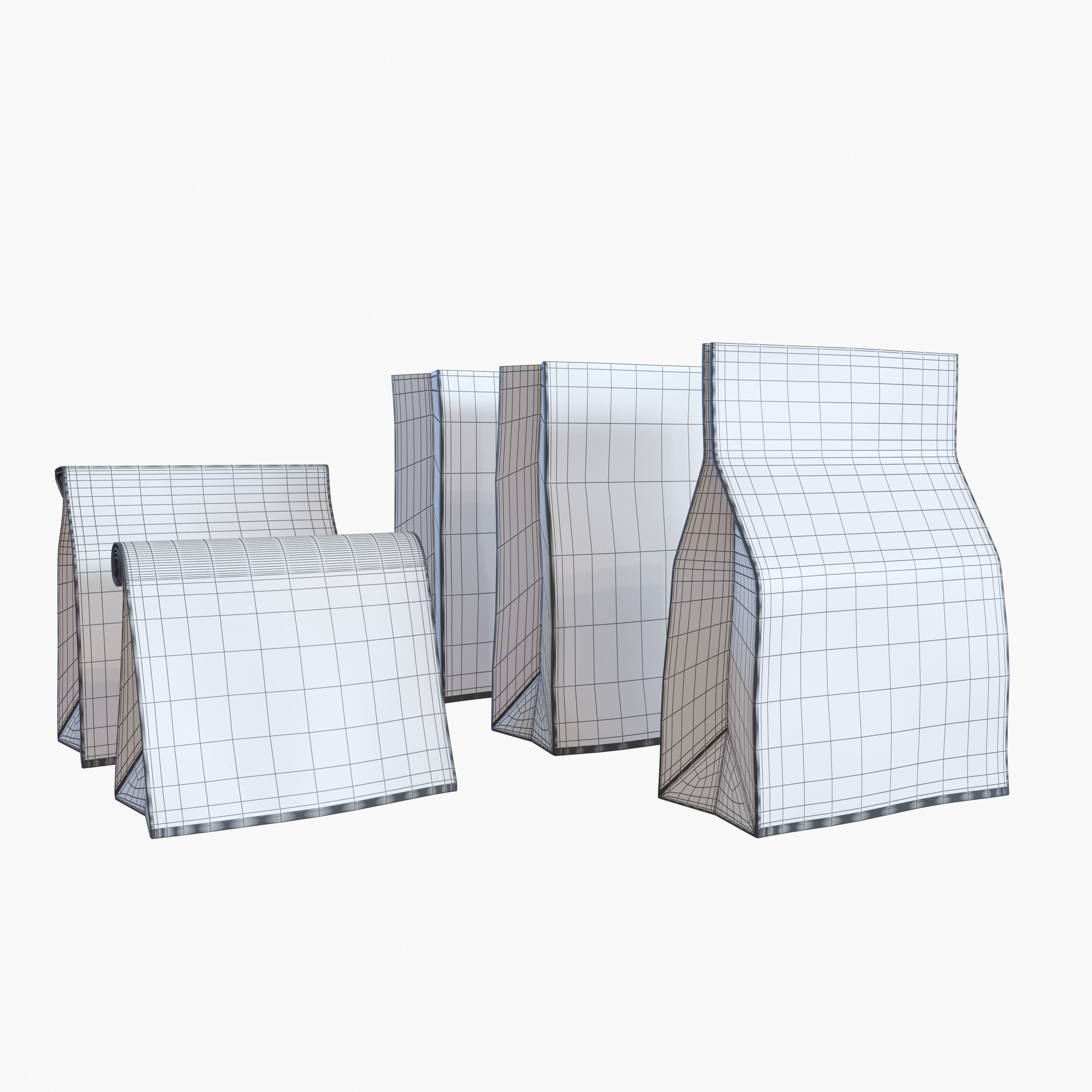 Paper packets 3D model_4