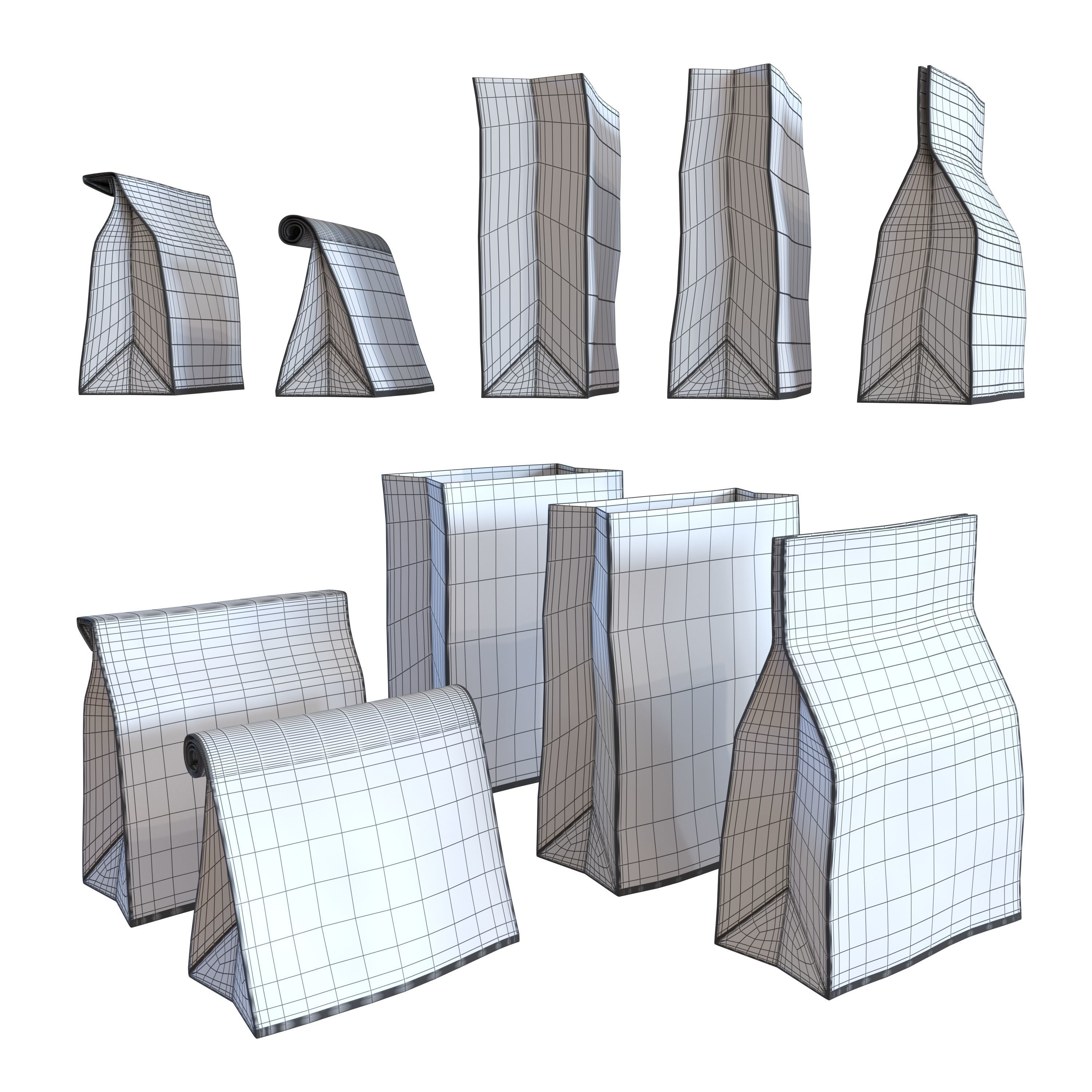 Paper packets 3D model_2
