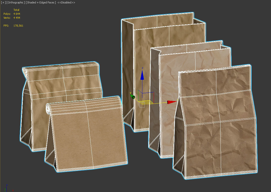 Paper packets 3D model_9