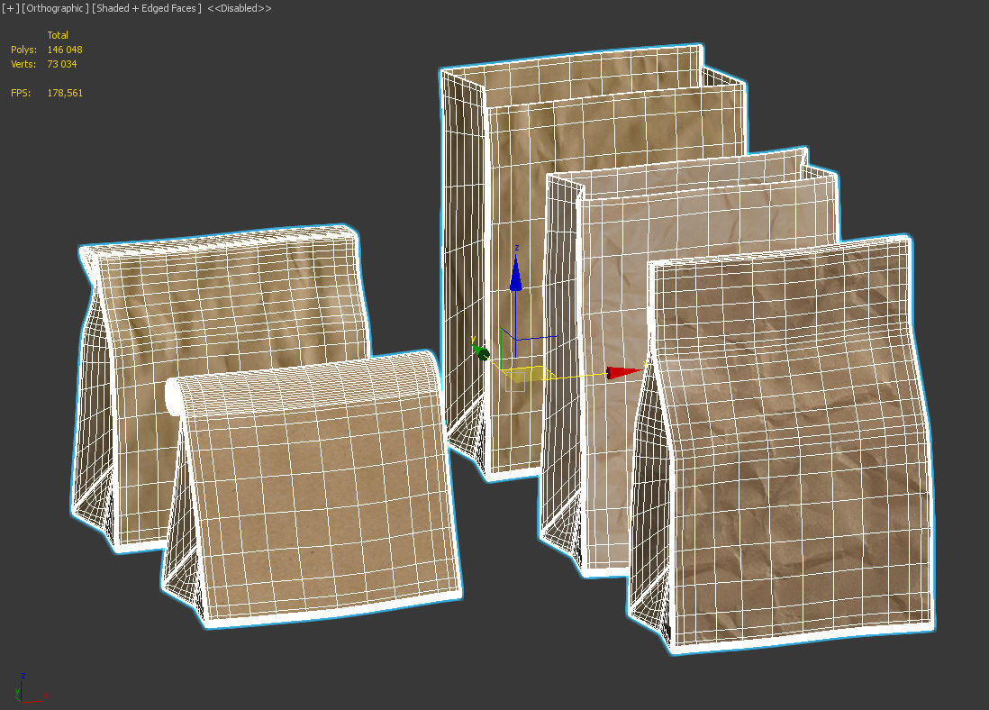 Paper packets 3D model_10