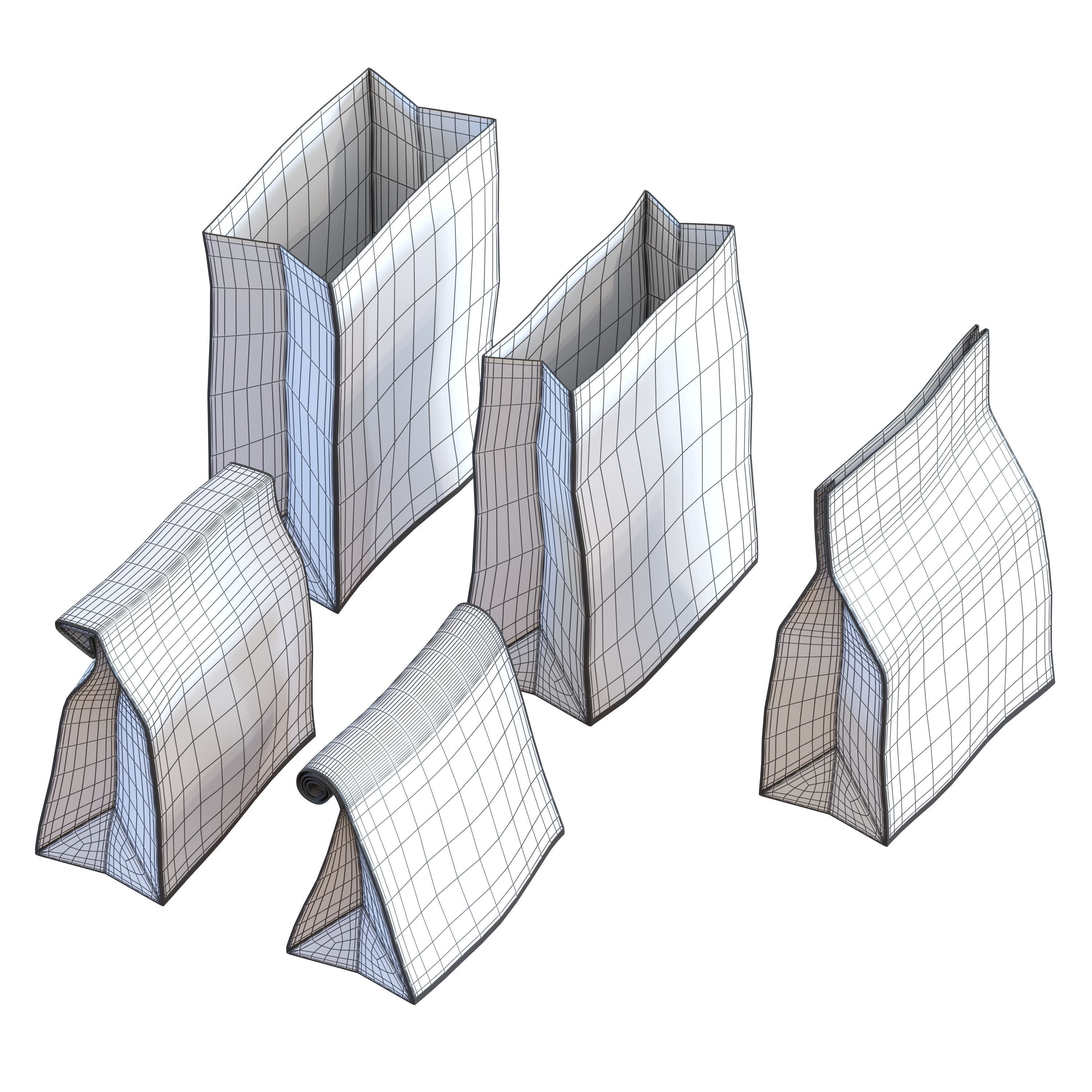Paper packets 3D model_6