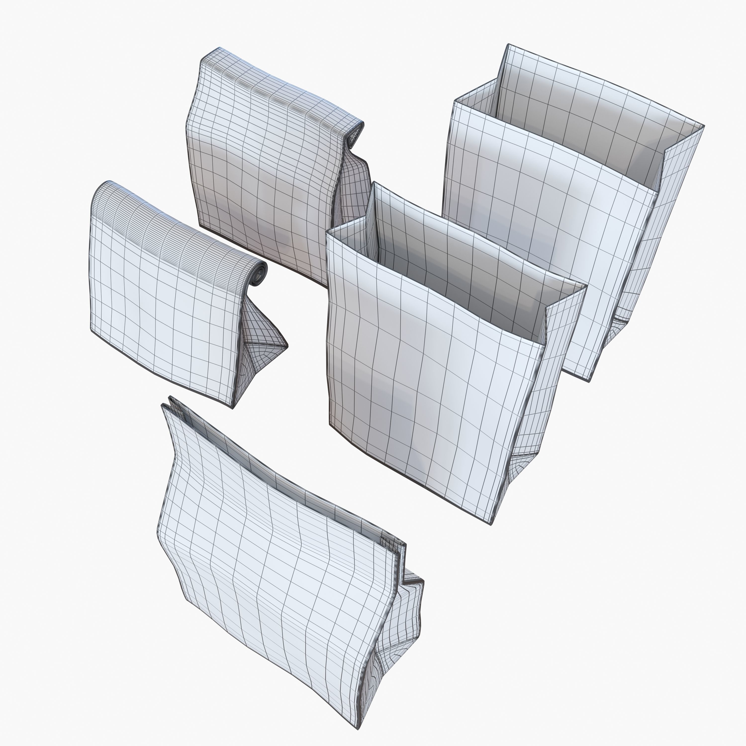Paper packets 3D model_8