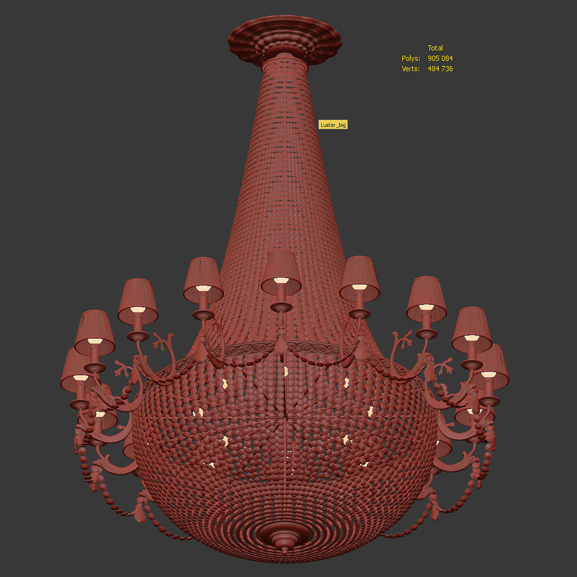Large classic brass and crystal chandelier 3D model_3