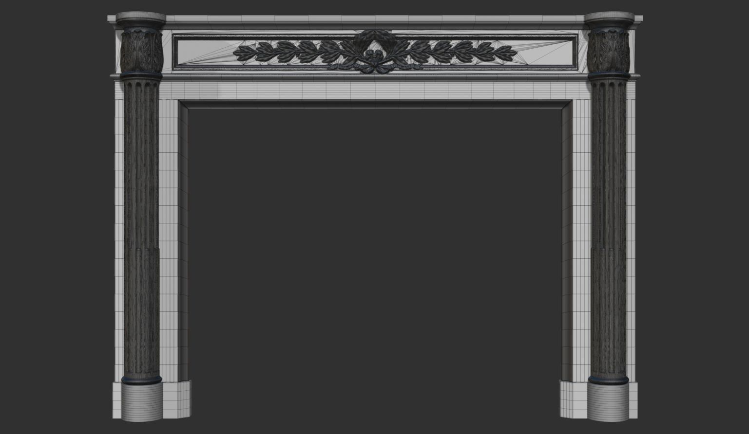 Louis XVI style classical fireplace mantel 3D model_3