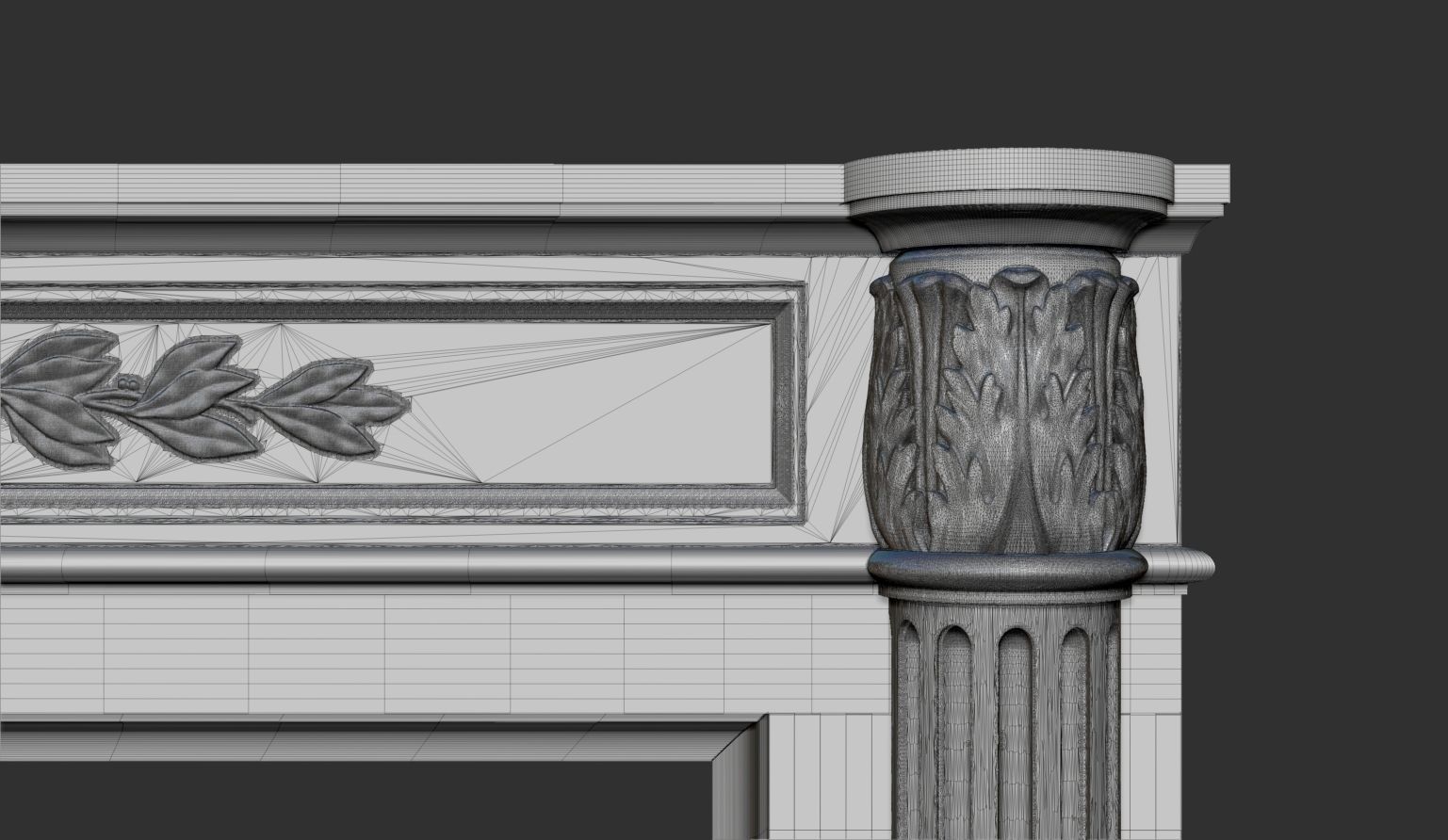 Louis XVI style classical fireplace mantel 3D model_9