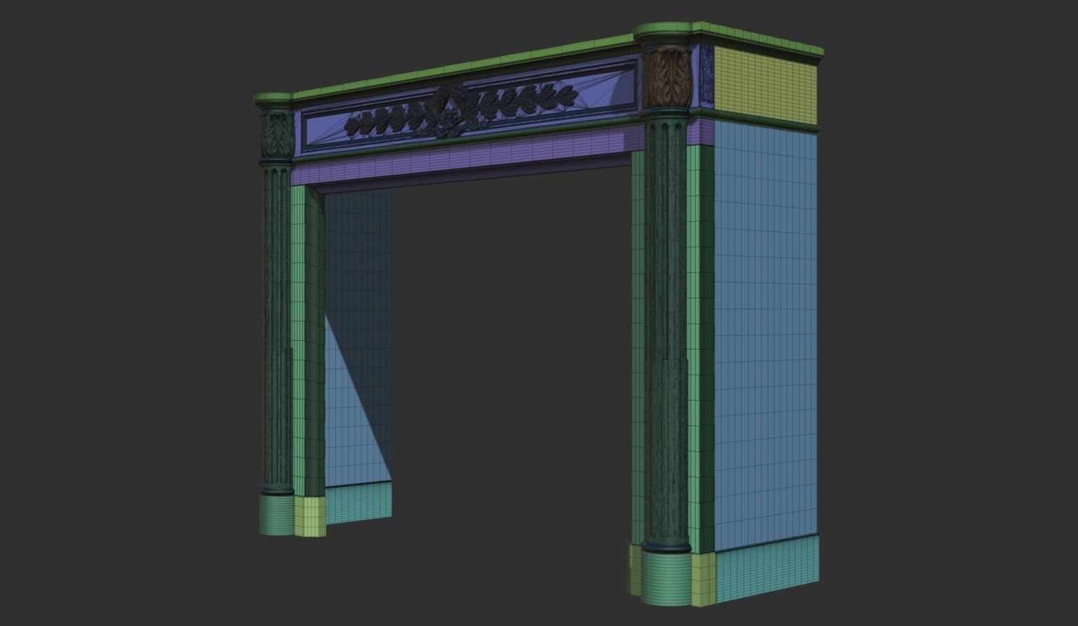 Louis XVI style classical fireplace mantel 3D model_7