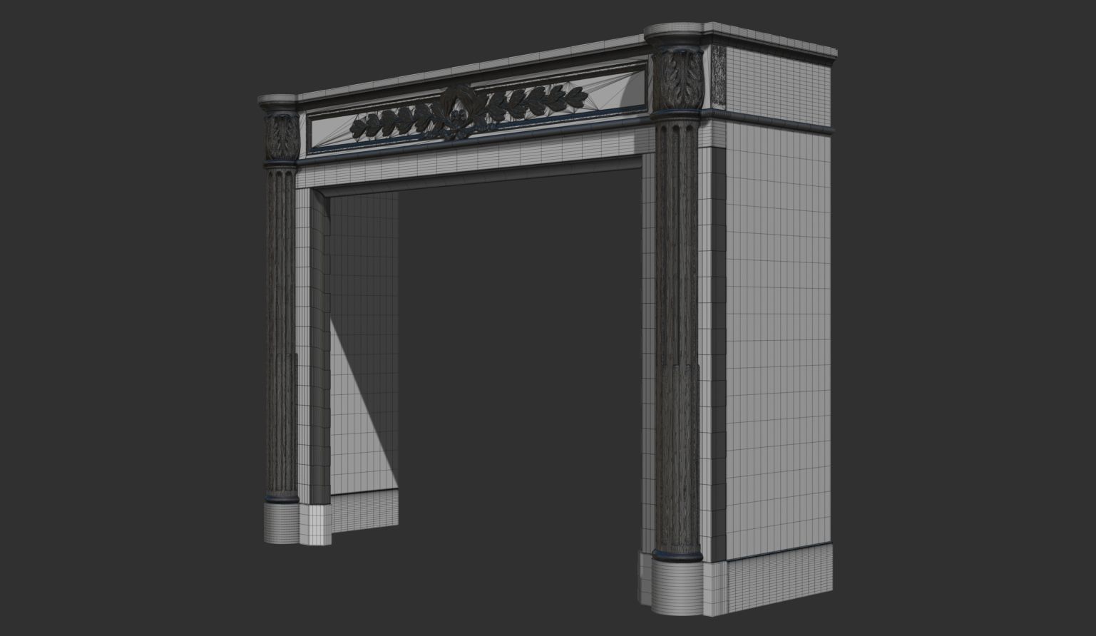 Louis XVI style classical fireplace mantel 3D model_6