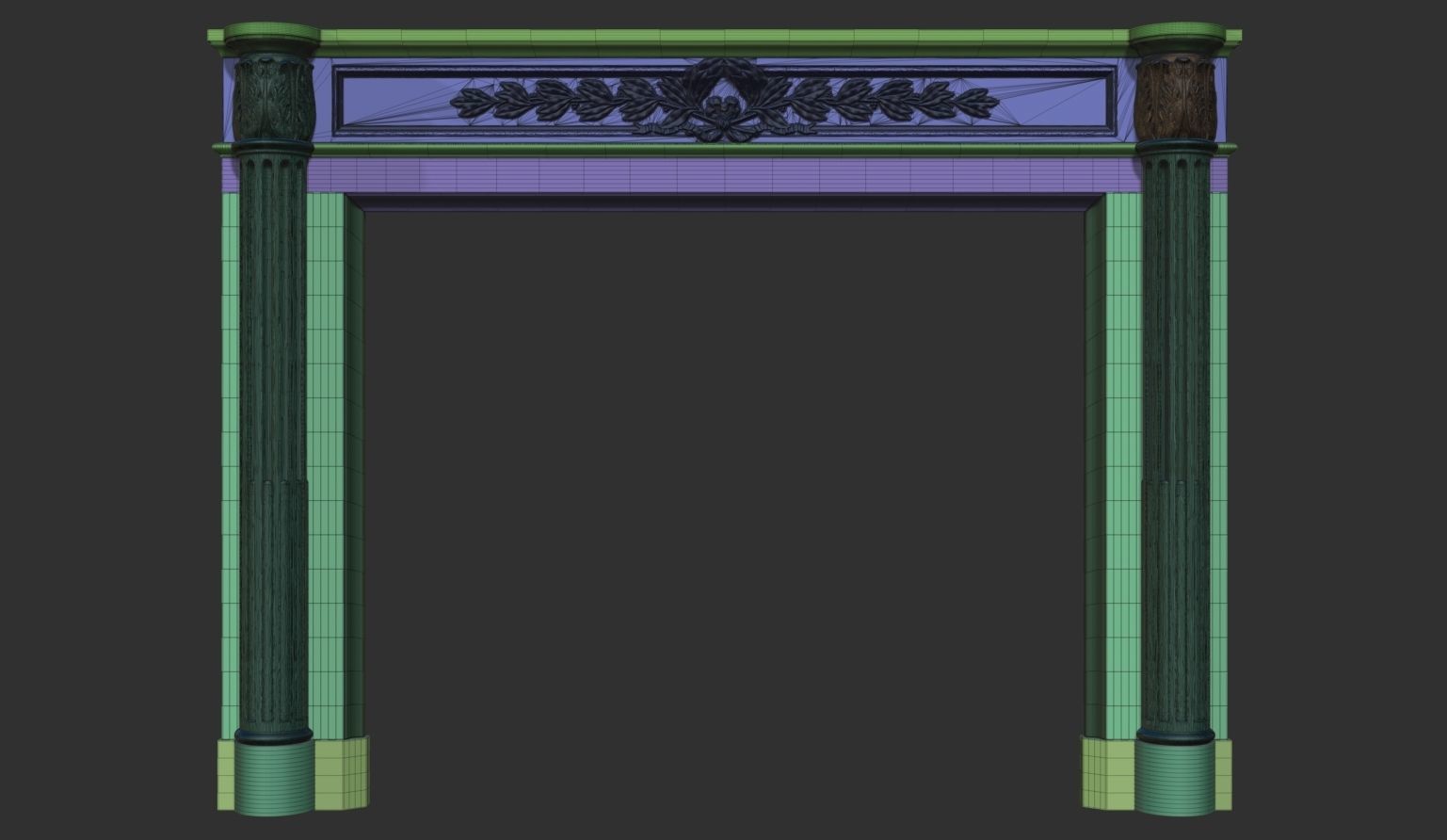 Louis XVI style classical fireplace mantel 3D model_4