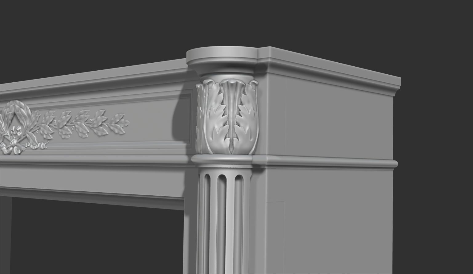 Louis XVI style classical fireplace mantel 3D model_11