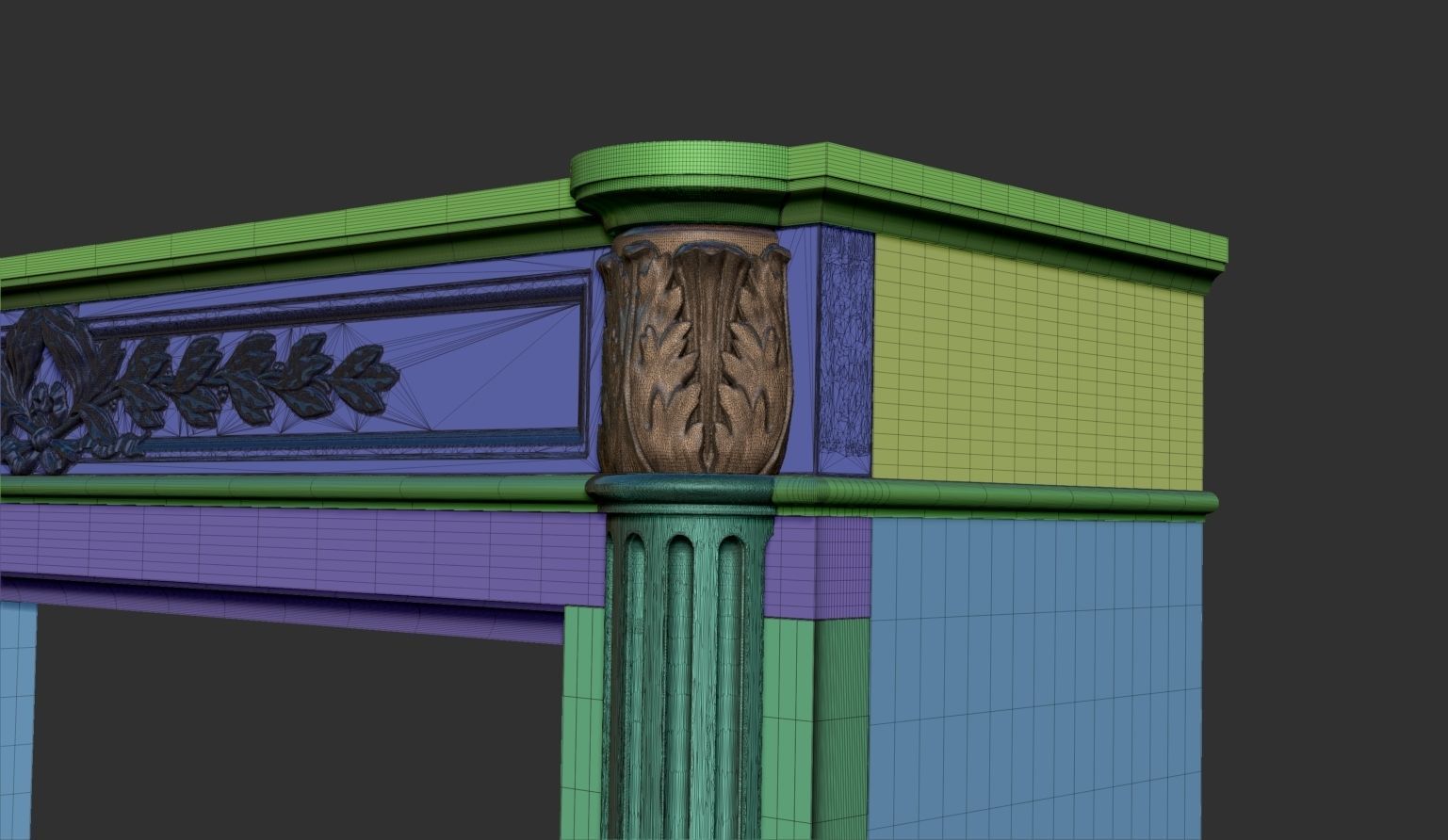 Louis XVI style classical fireplace mantel 3D model_13