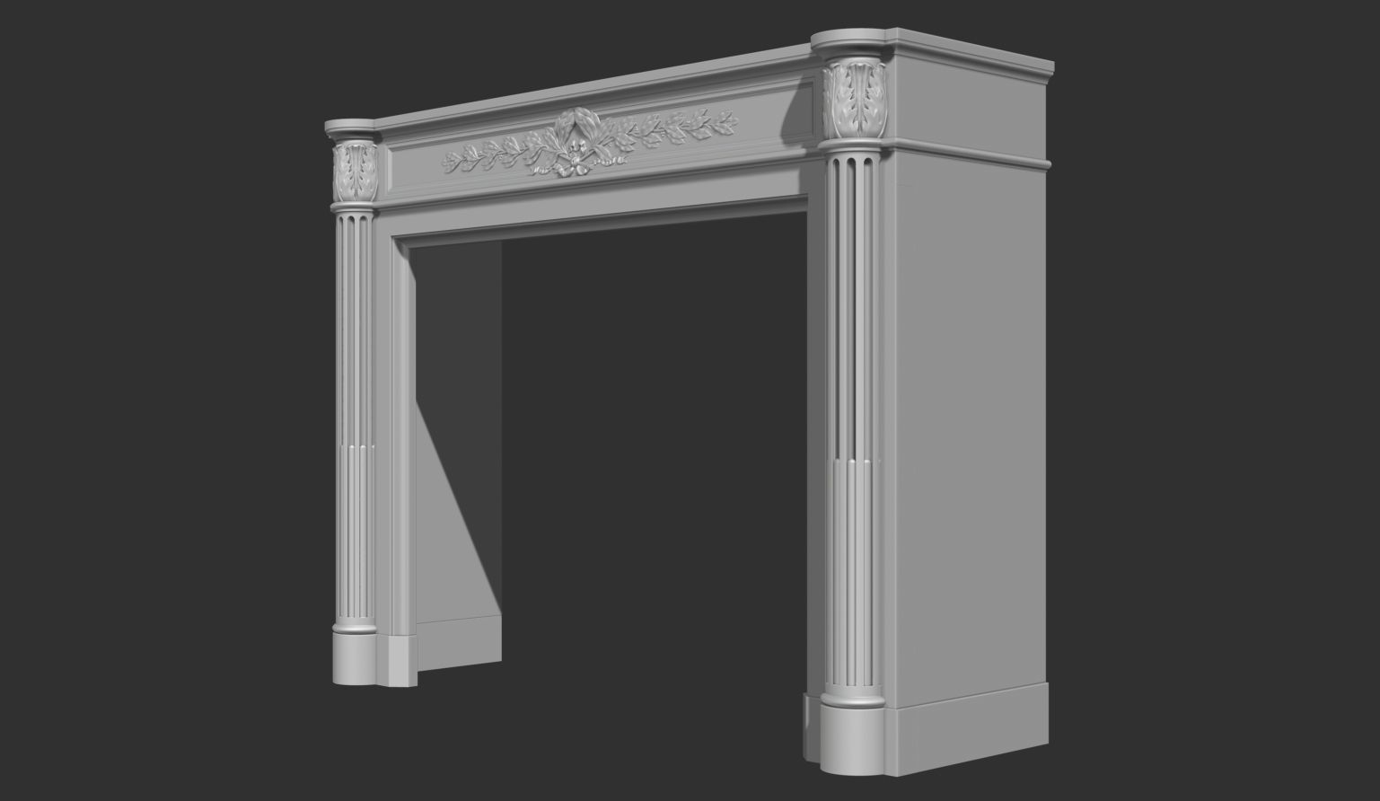 Louis XVI style classical fireplace mantel 3D model_5
