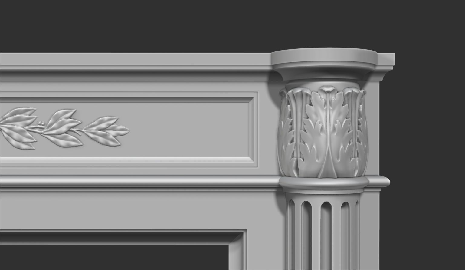 Louis XVI style classical fireplace mantel 3D model_8