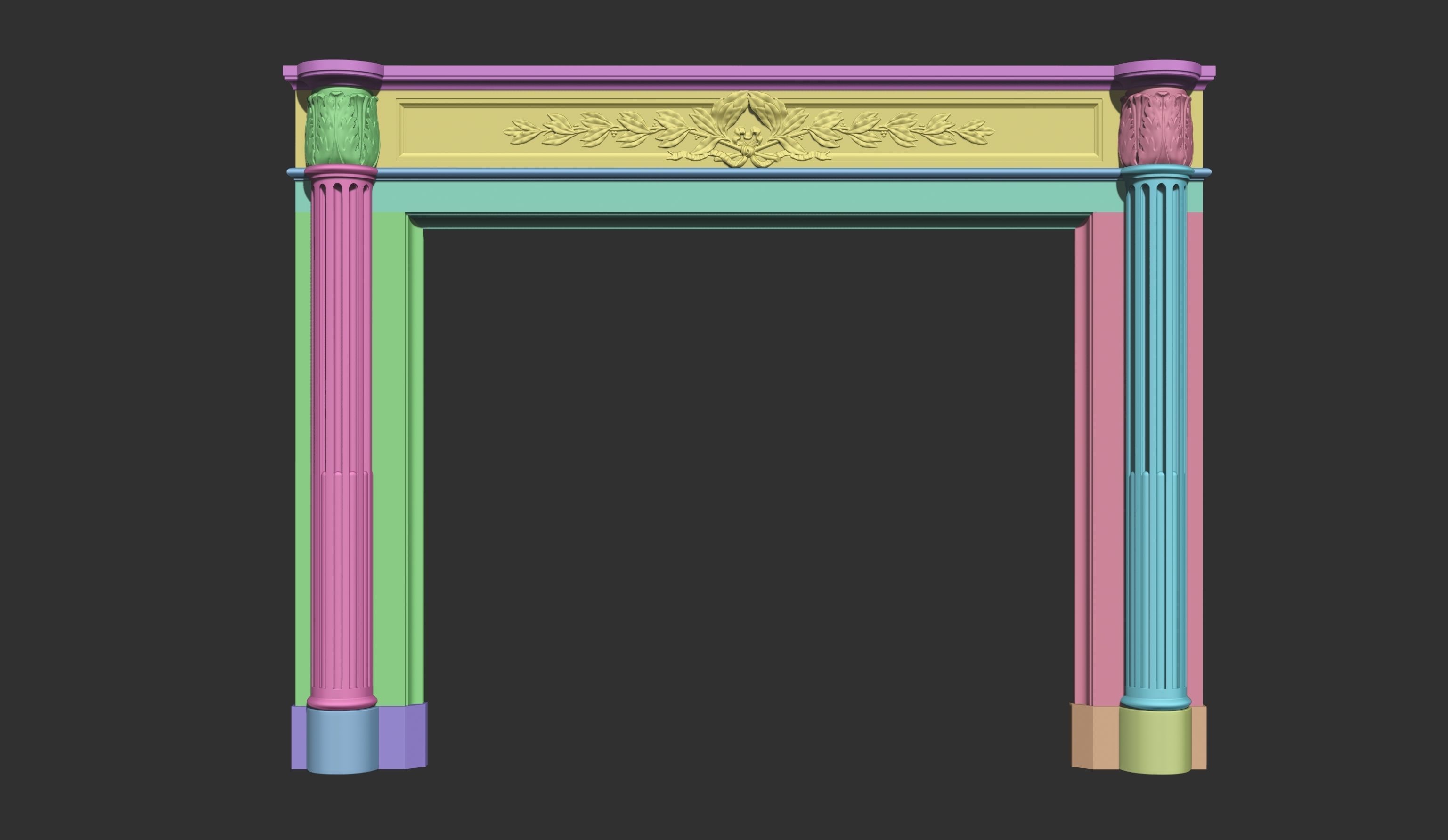 Louis XVI style classical fireplace mantel 3D model_2