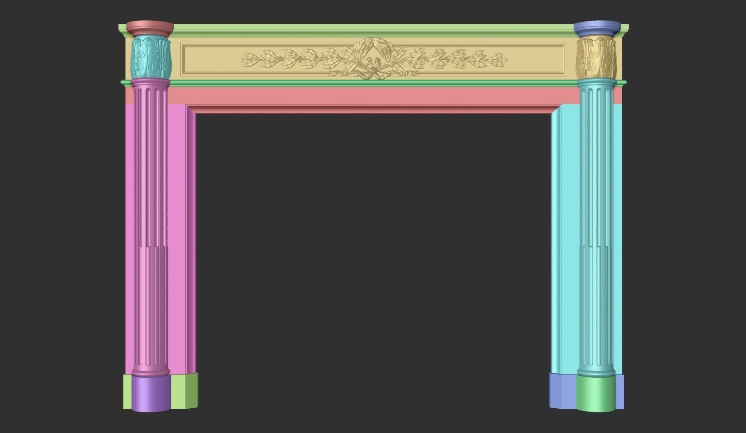 Louis XVI style classical fireplace mantel 3D model_26