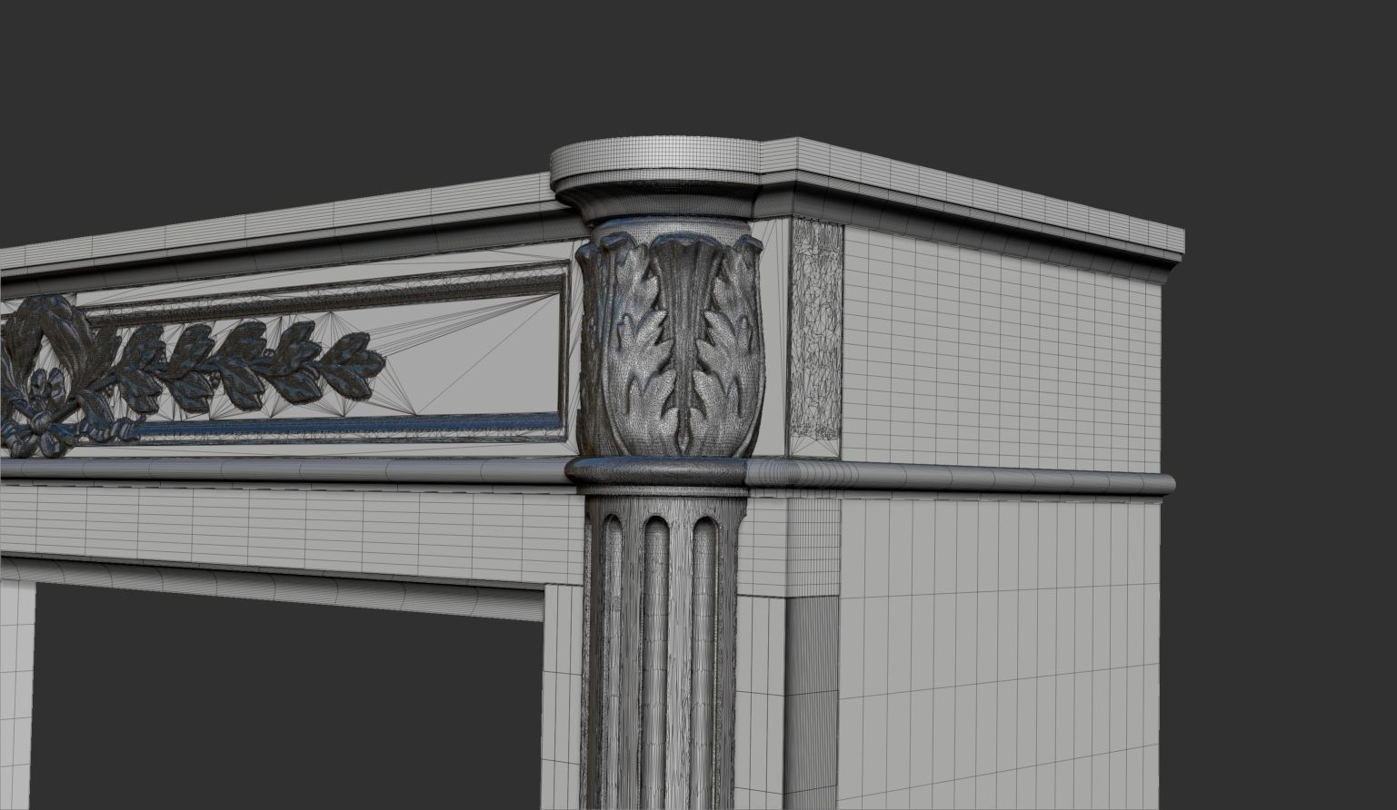 Louis XVI style classical fireplace mantel 3D model_12