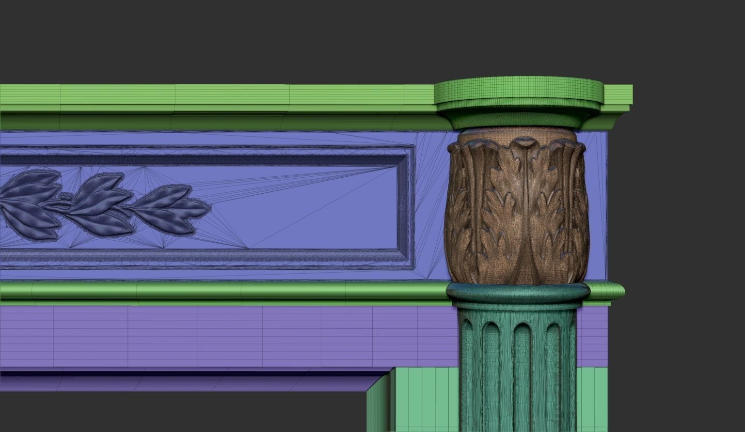 Louis XVI style classical fireplace mantel 3D model_10