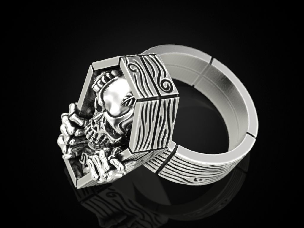 Skull coffin ring 3D print model_9