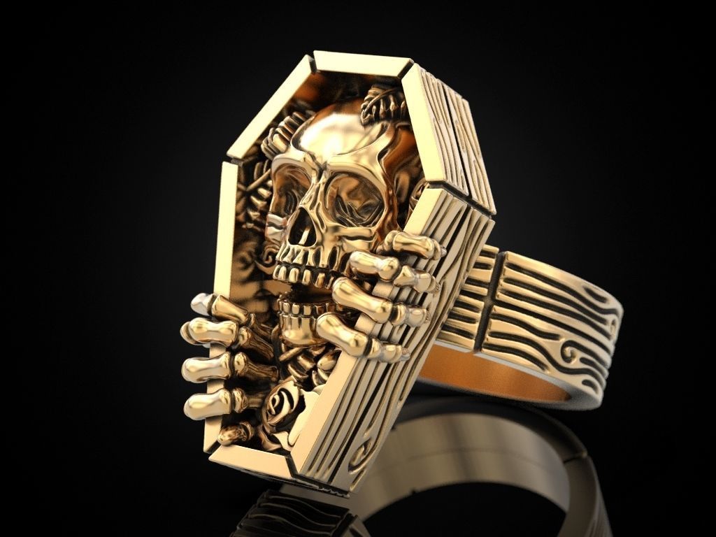 Skull coffin ring 3D print model_13