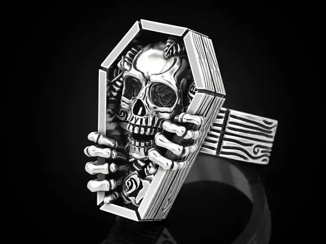 Skull coffin ring