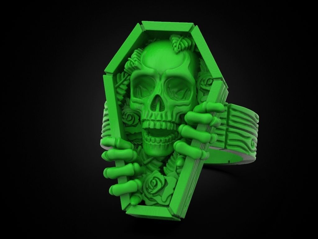 Skull coffin ring 3D print model_14