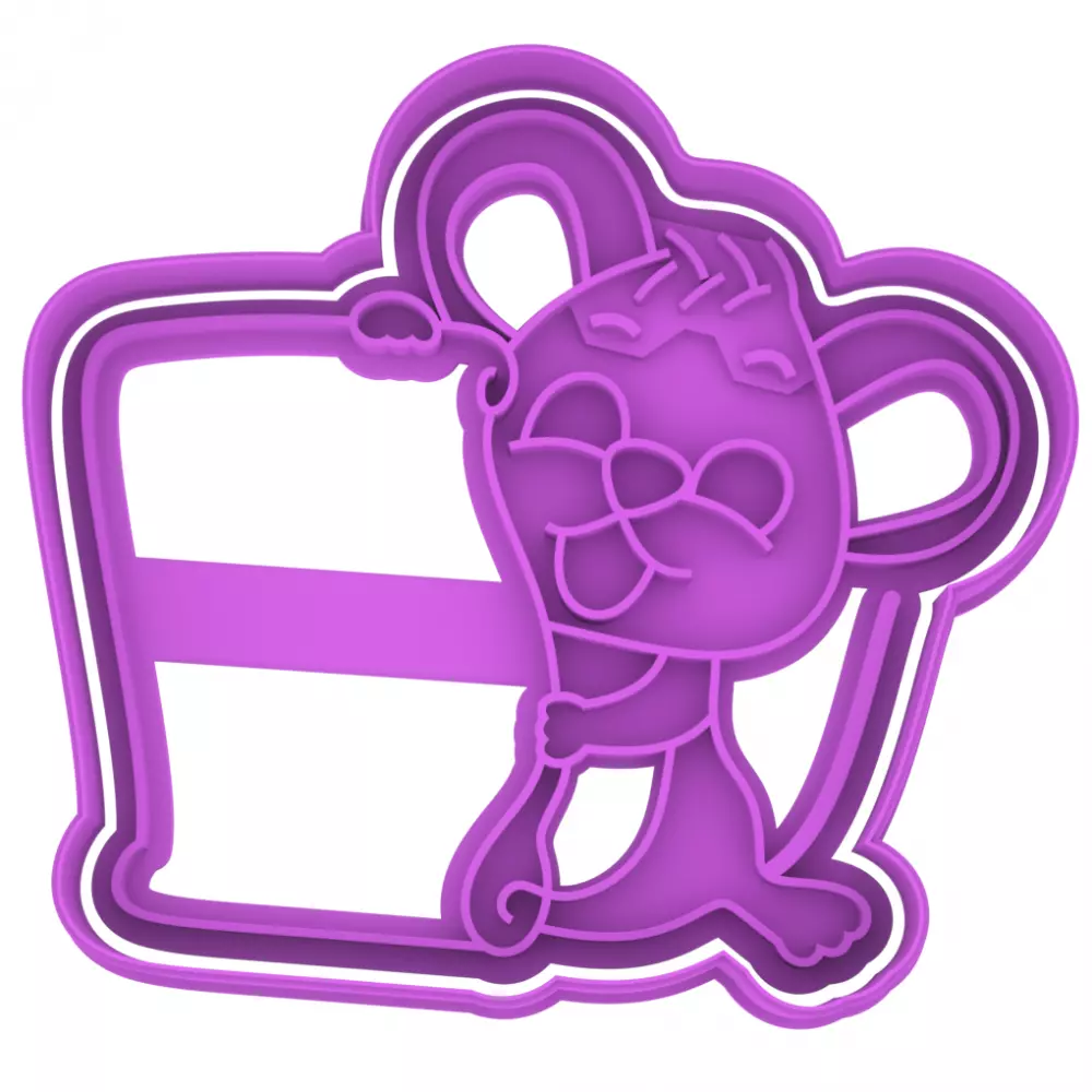 0009 Plunger with shape mouse with a scroll cookie cutter Free 3D print model