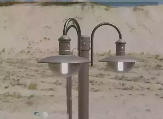 Street Light -7- Matt Black Version -3 Lamps-  Low-poly 3D model