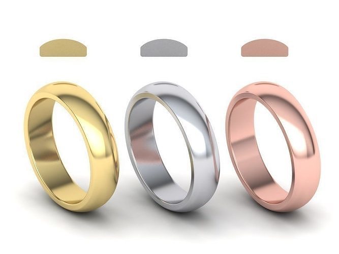 Dshaped wedding band 5mm wide  3D print model