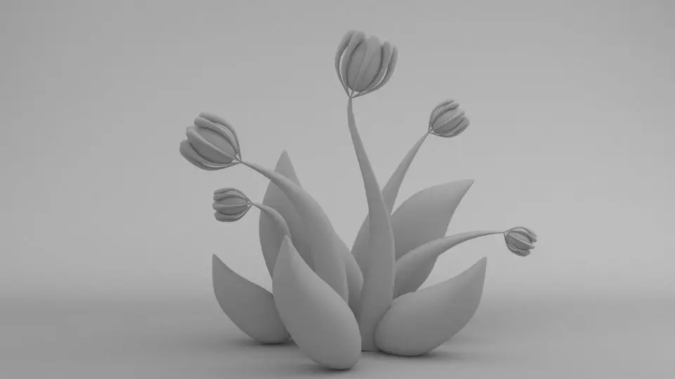 flower three tulips in vase Free 3D model_0