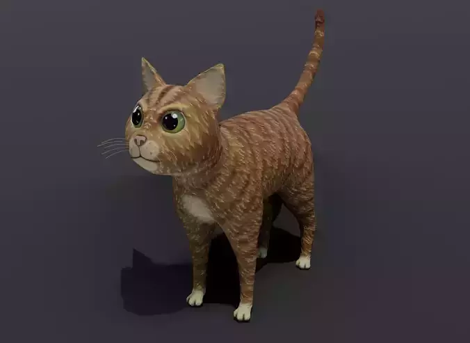 Cartoon Cat Orange 3D Model Low-poly 3D model