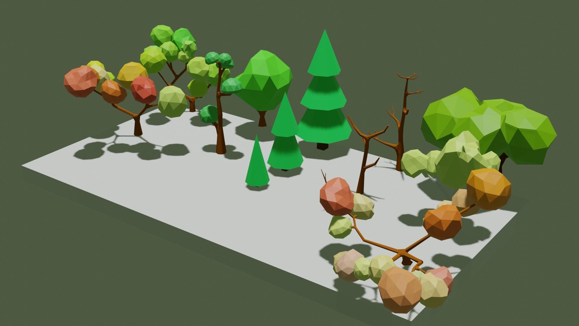 Low poly trees polygonal Low-poly 3D model_2