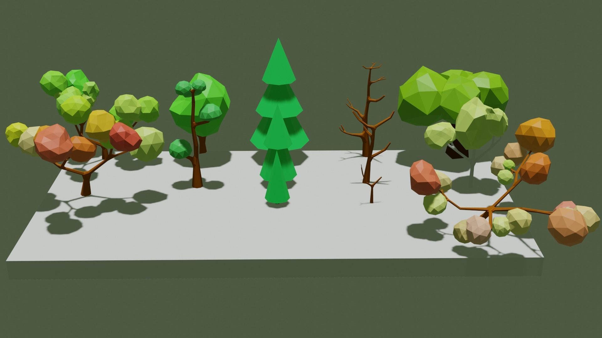 Low poly trees polygonal Low-poly 3D model_1